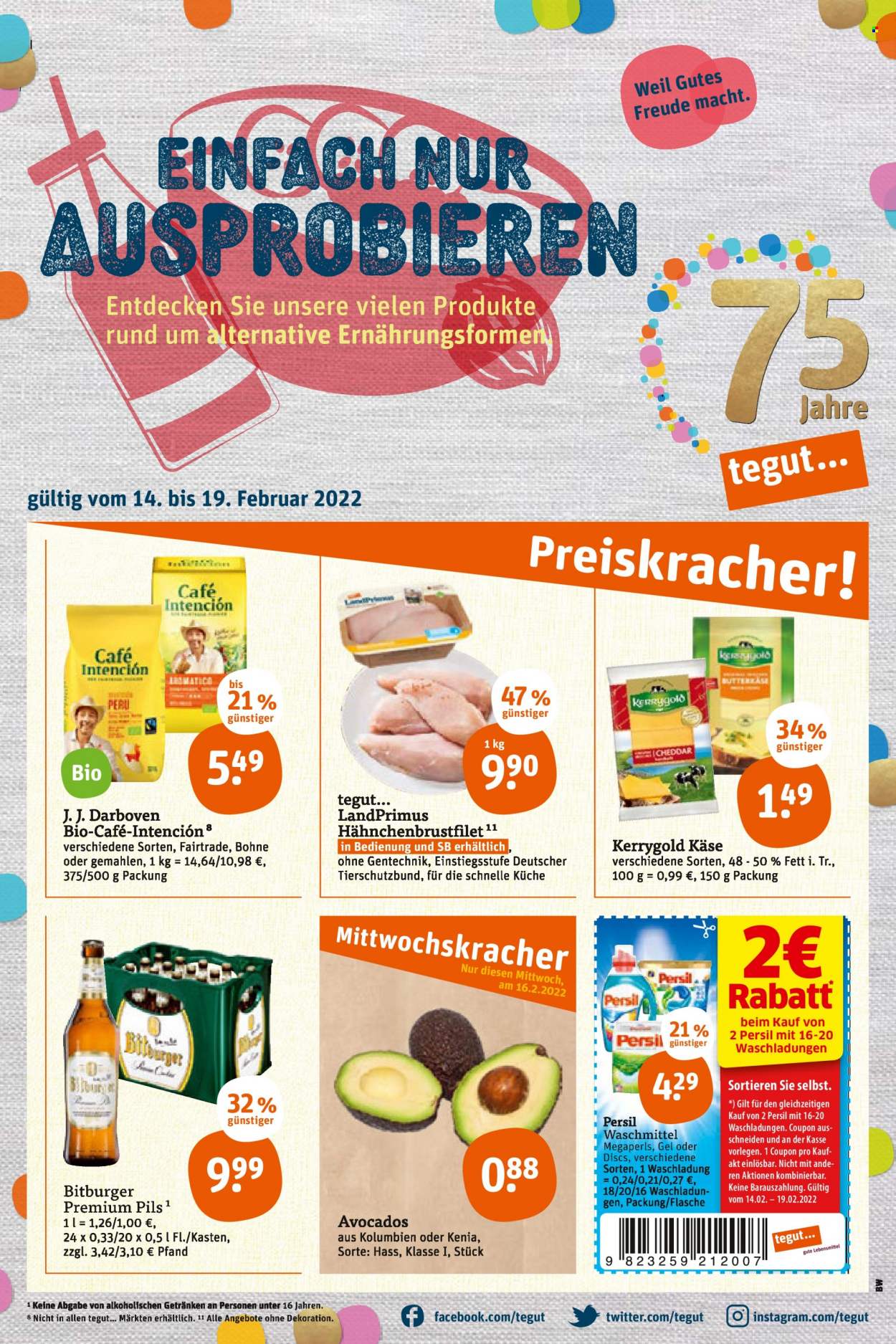 tegut... Prospekte  - 14.02.2022 - 19.02.2022. Seite 1