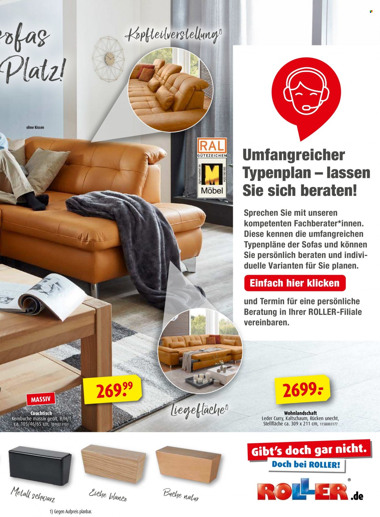 thumbnail - Prospekte Roller - 14.02.2022 - 31.07.2022 - Produkte in Aktion - Wohnlandschaft, Couchtisch. Seite 19.