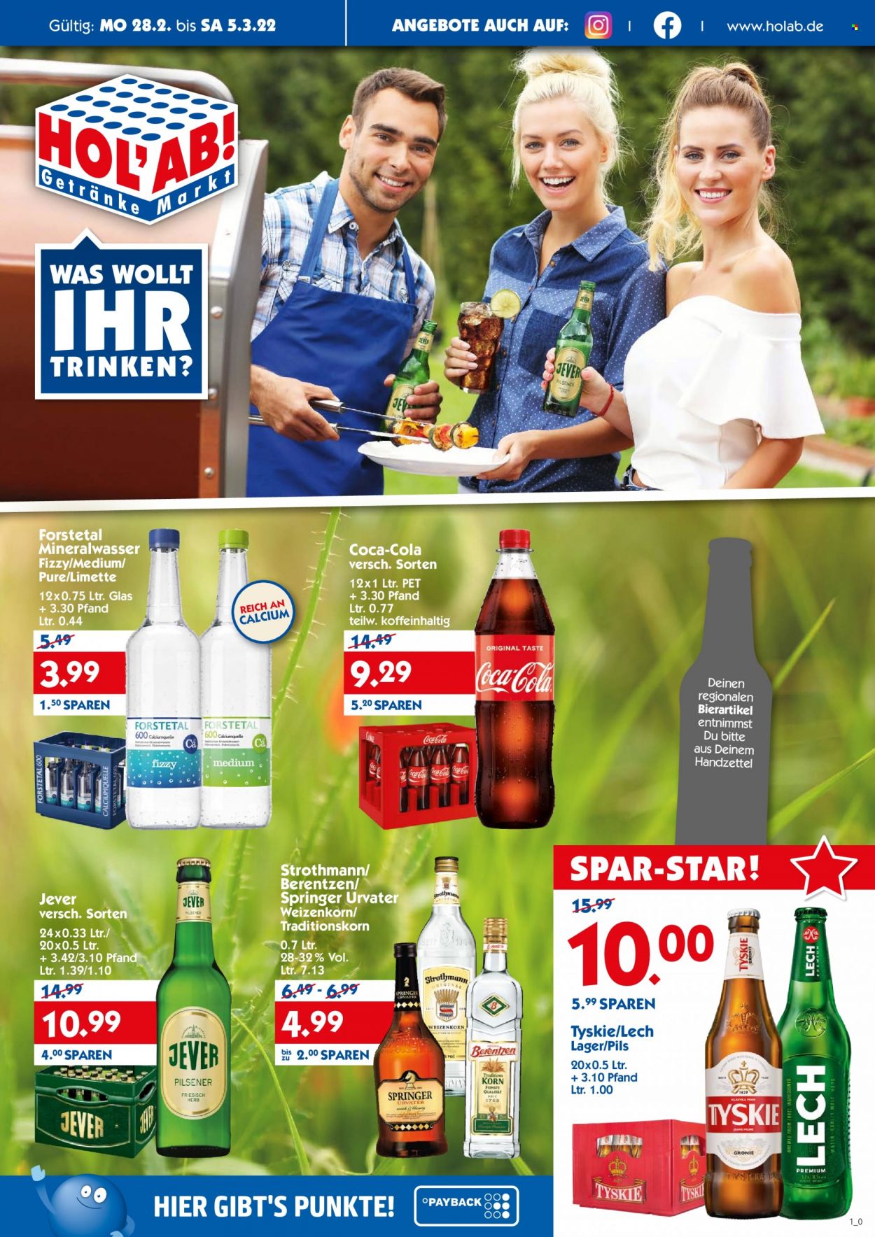 Hol'ab! Getränkemarkt Prospekte  - 28.02.2022 - 5.03.2022. Seite 1