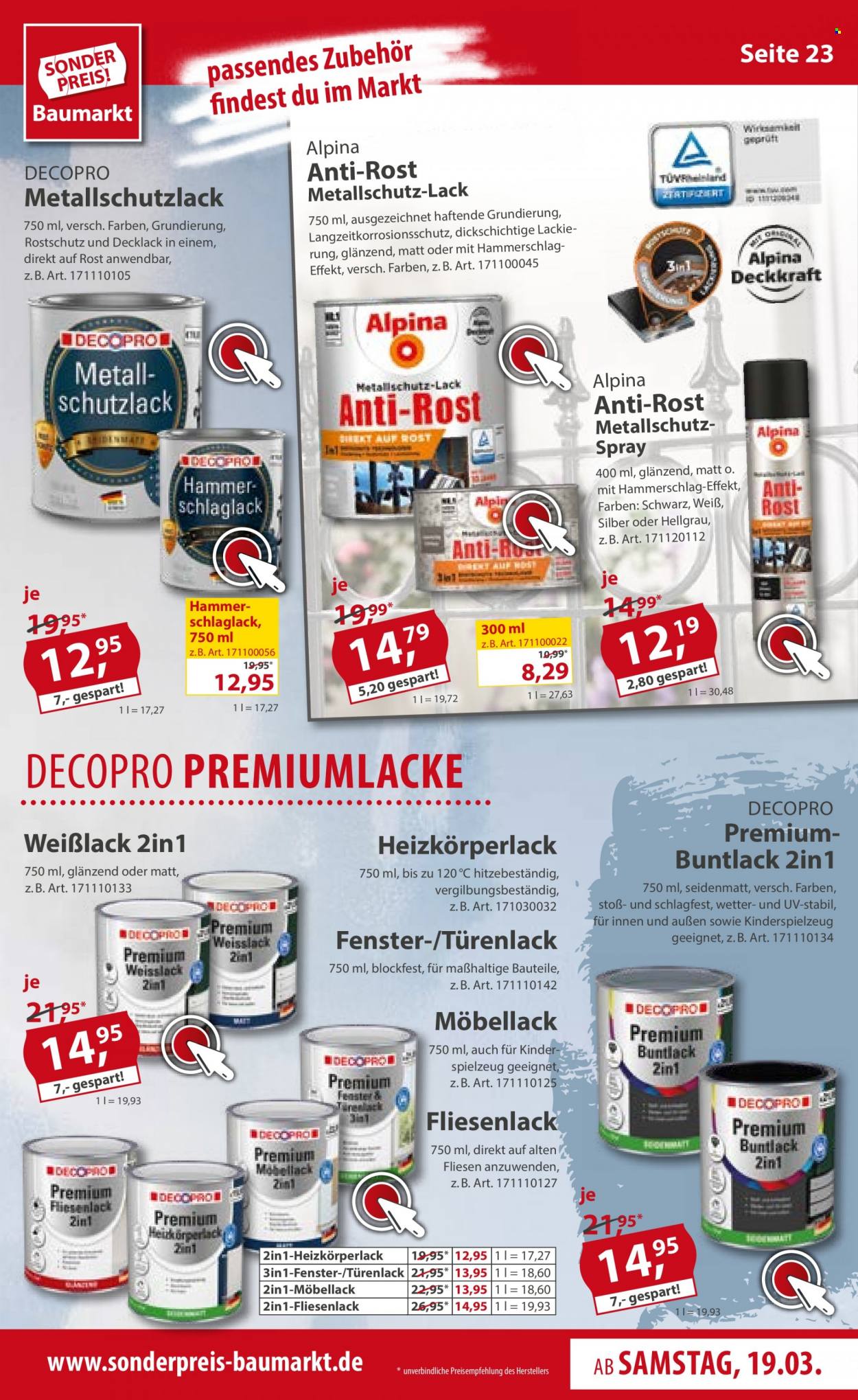 Sonderpreis-Baumarkt Prospekte  - 19.03.2022 - 25.03.2022. Seite 23