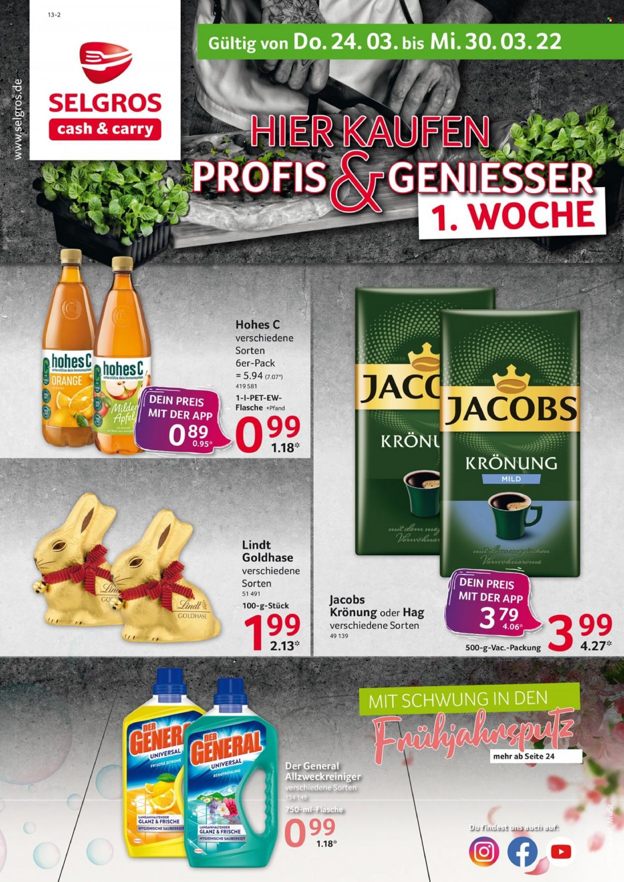 Selgros Prospekte  - 24.03.2022 - 30.03.2022. Seite 1