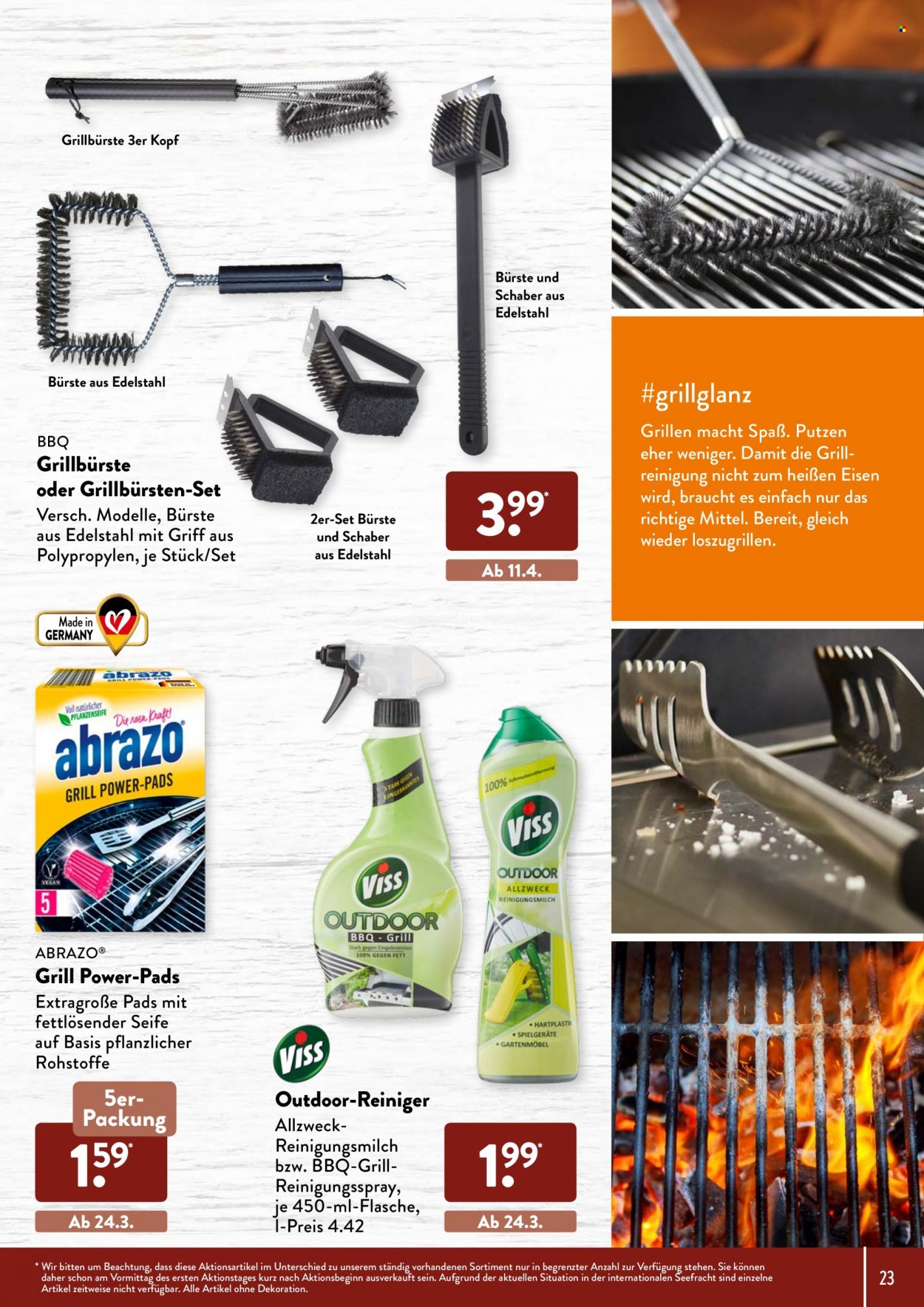 thumbnail - Prospekte ALDI SÜD - Produkte in Aktion - Reiniger, Seife, Dekoration, Grill, Grillzubehör. Seite 23.