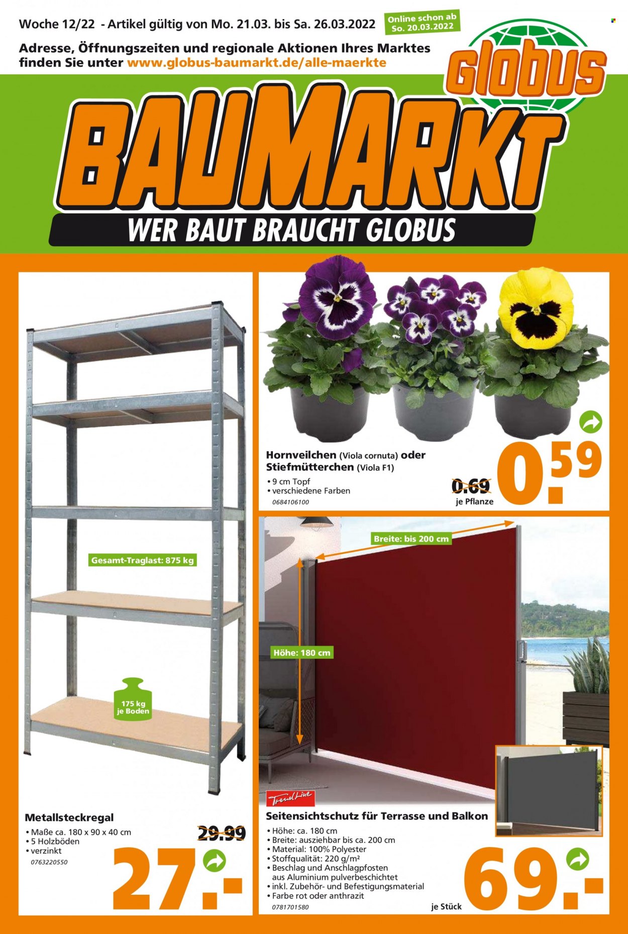 Globus Baumarkt Prospekte  - 21.03.2022 - 26.03.2022. Seite 1