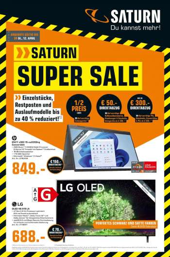 Prospekte Saturn - 29.03.2022 - 12.04.2022.