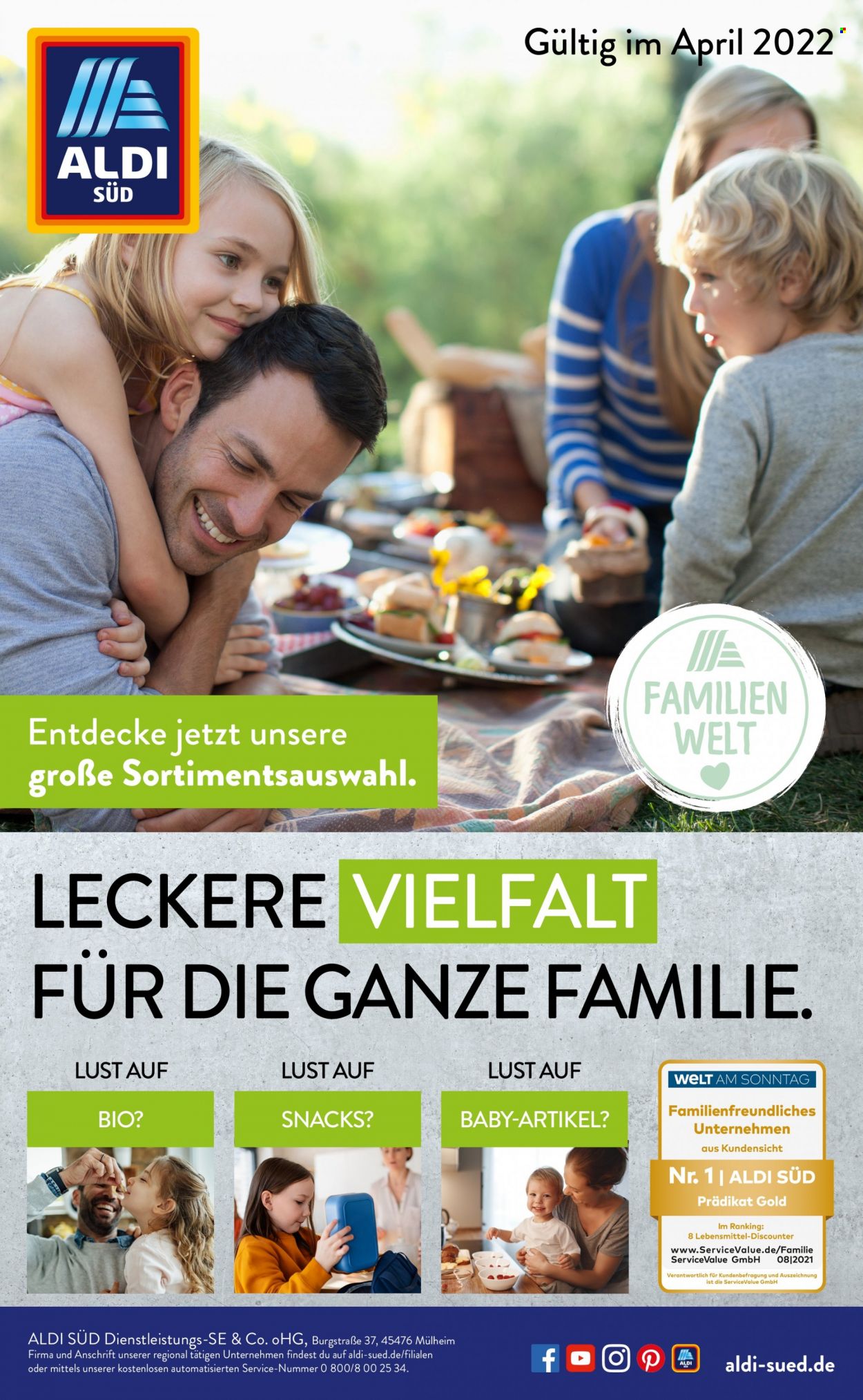 ALDI SÜD Prospekte  - 1.04.2022 - 30.04.2022. Seite 1