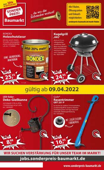 Prospekte Sonderpreis-Baumarkt - 9.04.2022 - 15.04.2022.