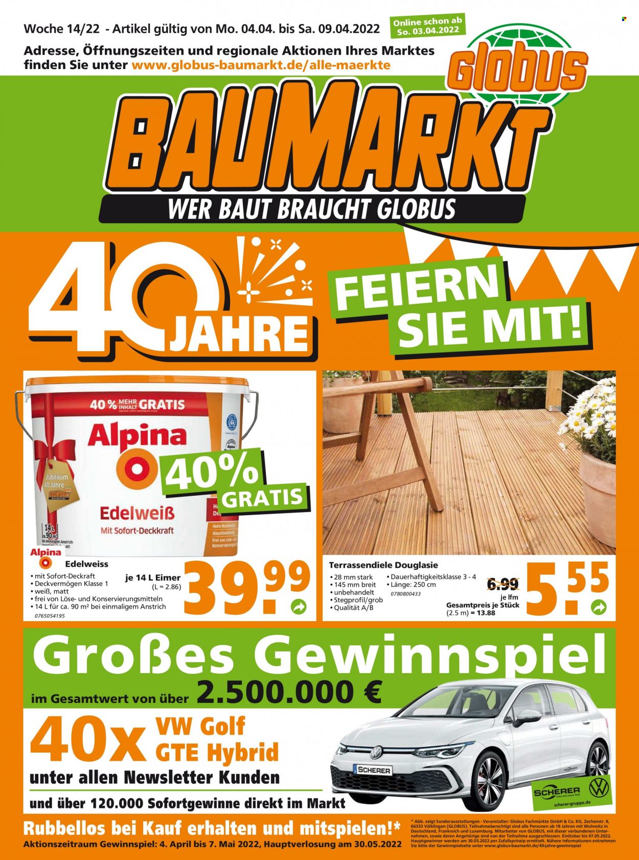 Globus Baumarkt Prospekte  - 4.04.2022 - 9.04.2022. Seite 1