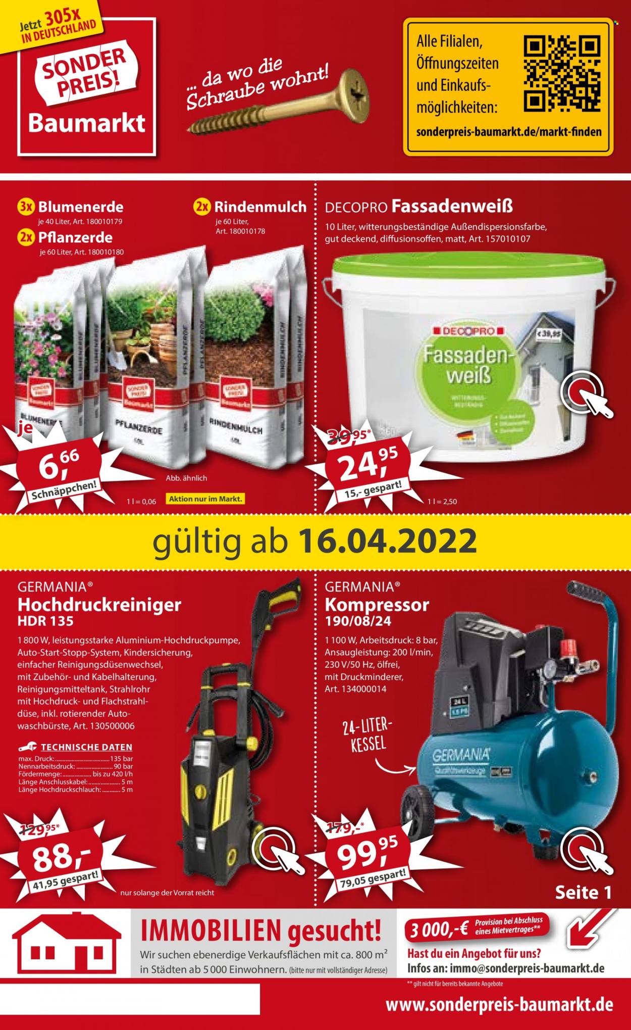 Sonderpreis-Baumarkt Prospekte  - 16.04.2022 - 22.04.2022. Seite 1