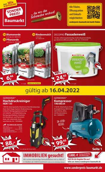 Prospekte Sonderpreis-Baumarkt - 16.04.2022 - 22.04.2022.