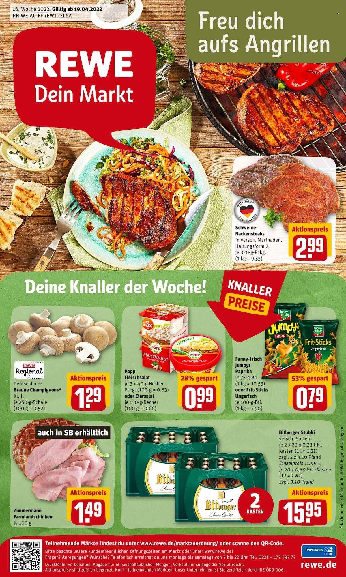 REWE Prospekte  - 19.04.2022 - 23.04.2022. Seite 1