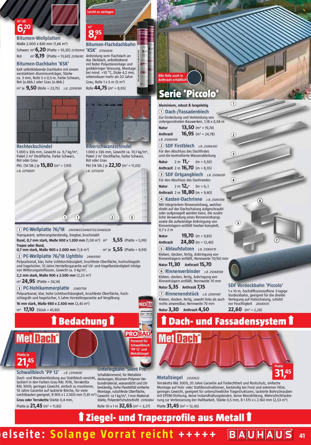 thumbnail - Prospekte Bauhaus - 30.04.2022 - 4.06.2022 - Produkte in Aktion - Wellplatte, Hohlkammerplatte, Fassadenblech, Holz. Seite 41.