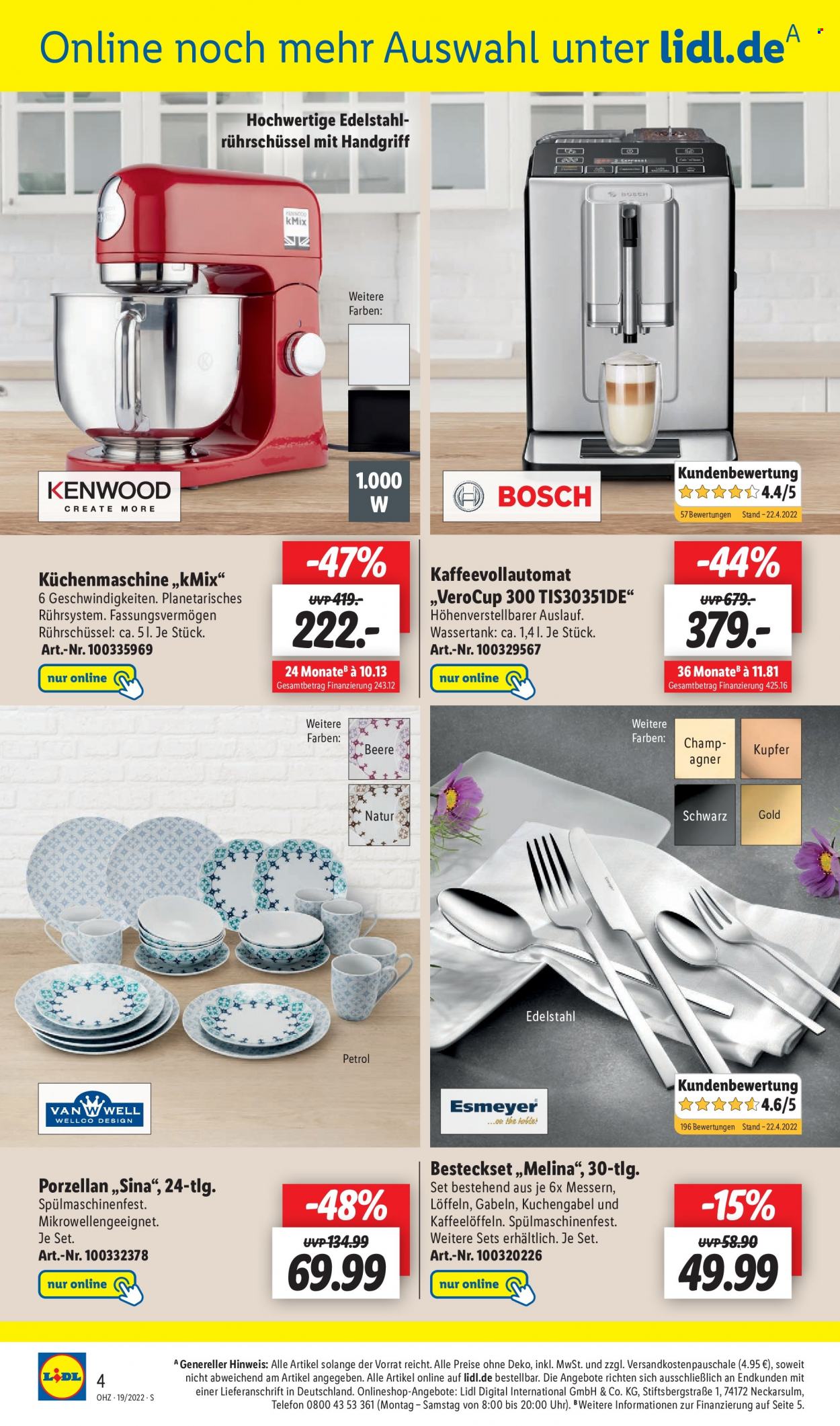 thumbnail - Prospekte Lidl - 9.05.2022 - 15.05.2022 - Produkte in Aktion - Bosch, Besteck, Kaffeeautomat, Küchenmaschine. Seite 4.
