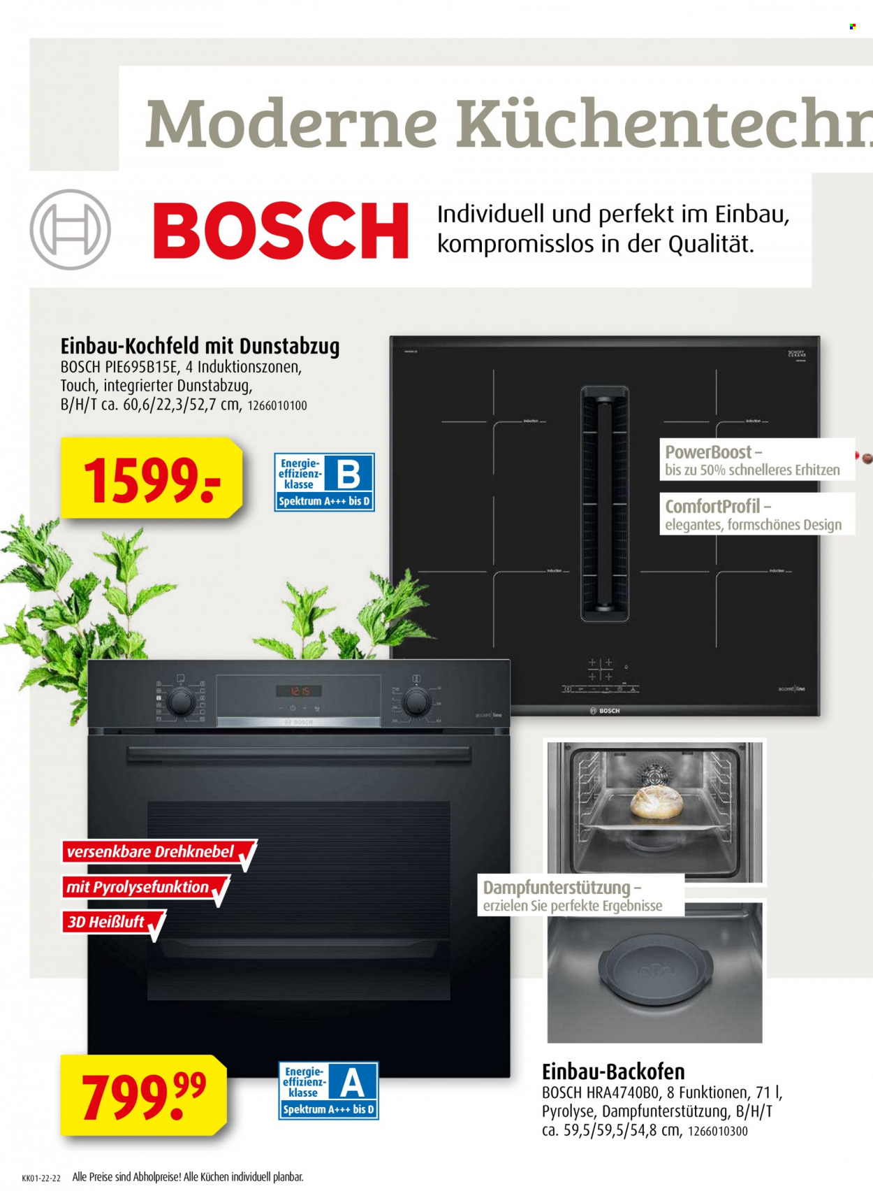 thumbnail - Prospekte Roller - Produkte in Aktion - Bosch, Bauknecht, Mikrowelle, Induktionskochfeld, Küchen. Seite 22.