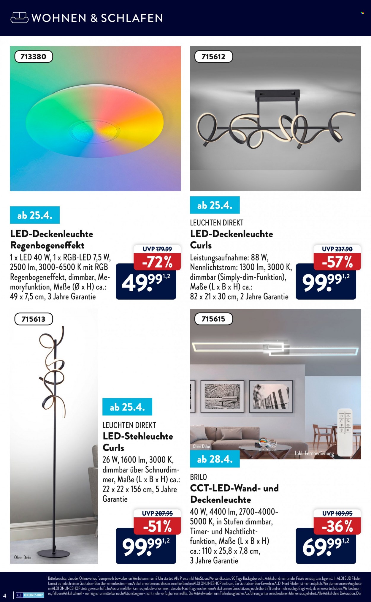 thumbnail - Prospekte ALDI SÜD - Produkte in Aktion - Dekoration, Deckenleuchte, LED-Deckenleuchte. Seite 4.