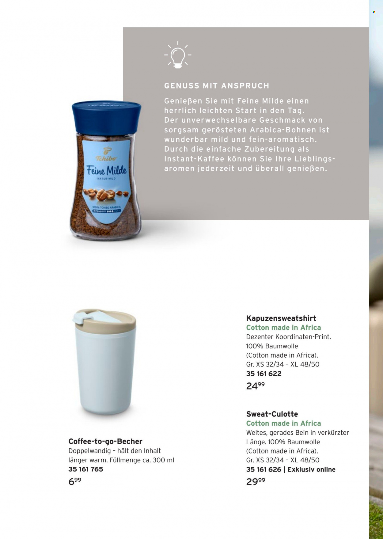 thumbnail - Prospekte Tchibo - Produkte in Aktion - Tchibo, Kaffee, Instantkaffee, Becher, Sweathose, Kapuzensweatshirt. Seite 20.