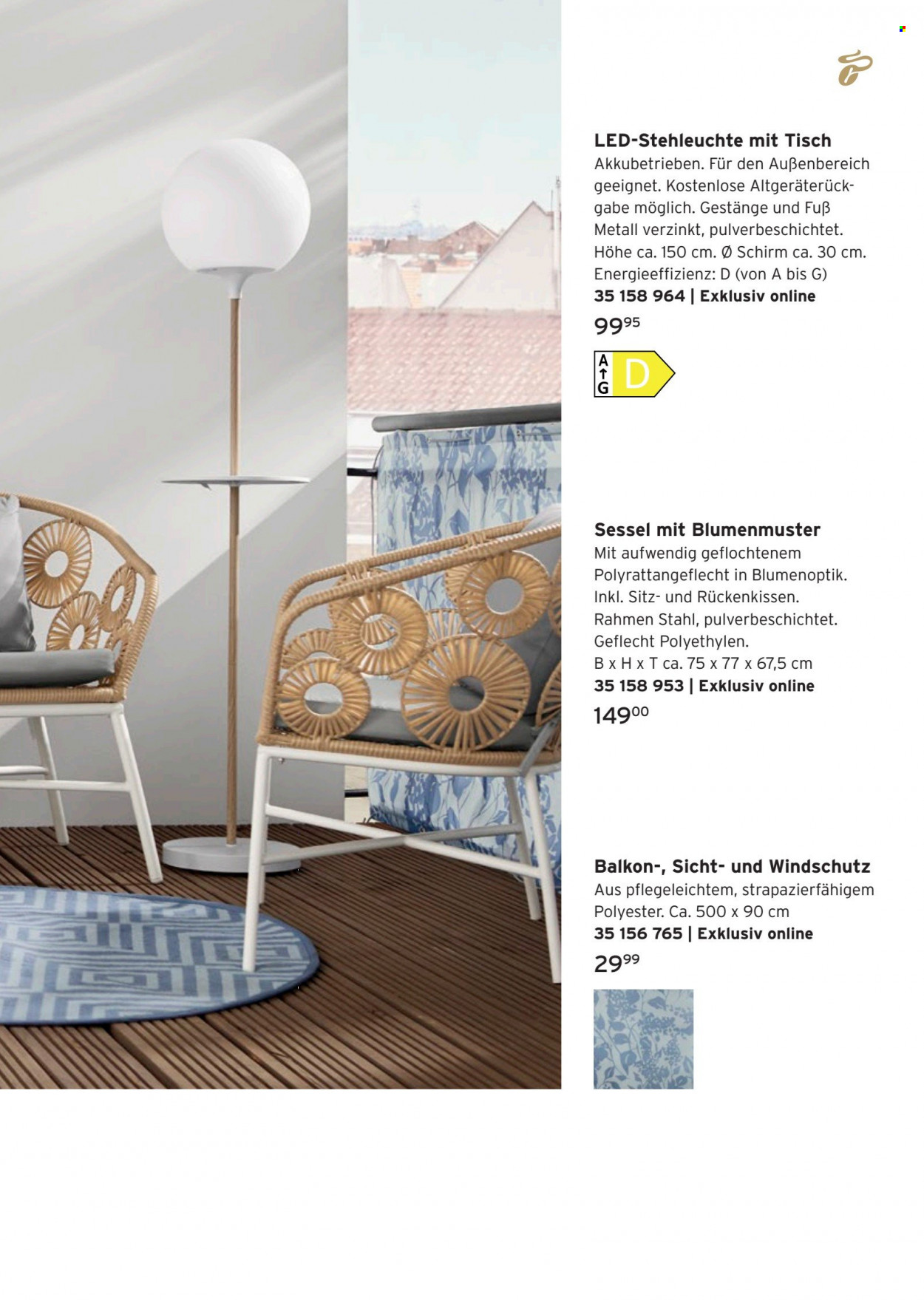 thumbnail - Prospekte Tchibo - Produkte in Aktion - Tisch, Rückenkissen, Sessel, Windschutz. Seite 49.