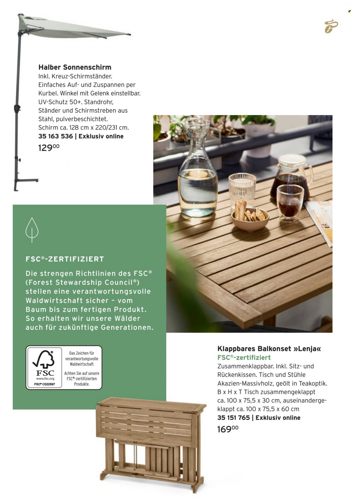 thumbnail - Prospekte Tchibo - Produkte in Aktion - Tisch, Rückenkissen, Balkonset, Sonnenschirm. Seite 55.