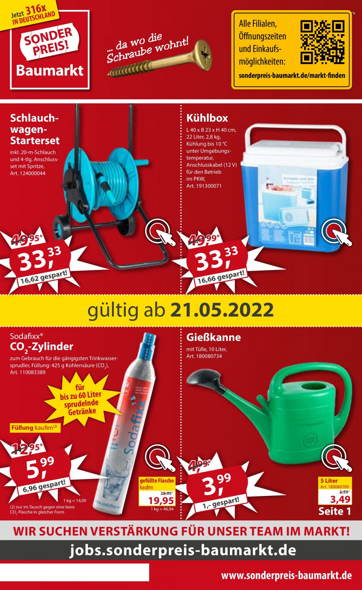 thumbnail - Prospekte Sonderpreis-Baumarkt - 21.05.2022 - 27.05.2022 - Produkte in Aktion - Kühlbox, Gießkanne. Seite 1.