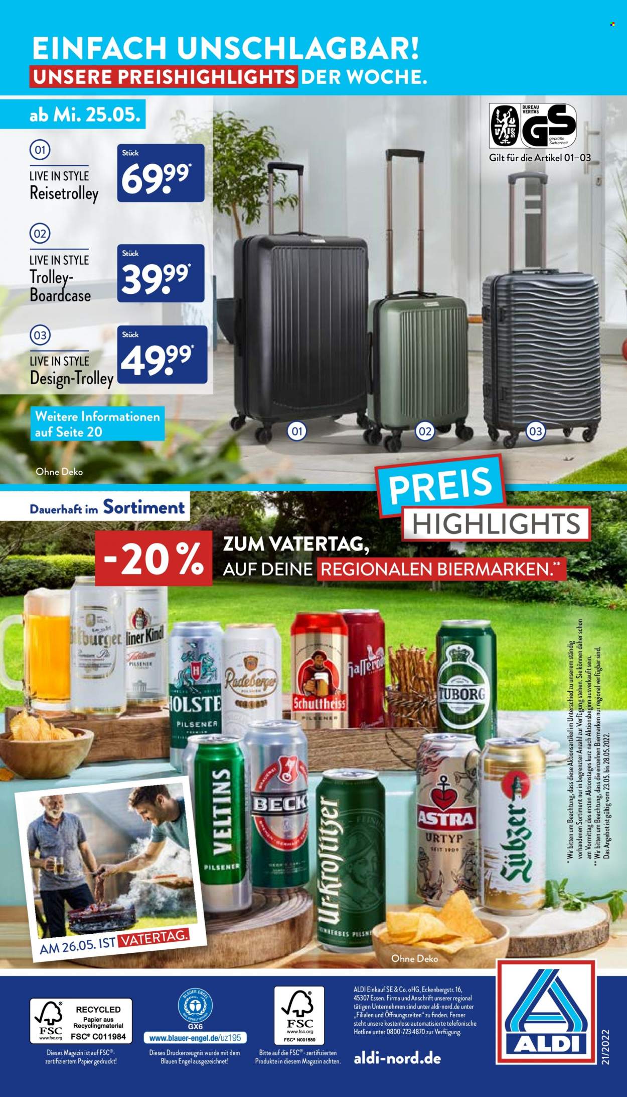 thumbnail - Prospekte ALDI Nord - 23.05.2022 - 28.05.2022 - Produkte in Aktion - Trolley, Engel. Seite 36.