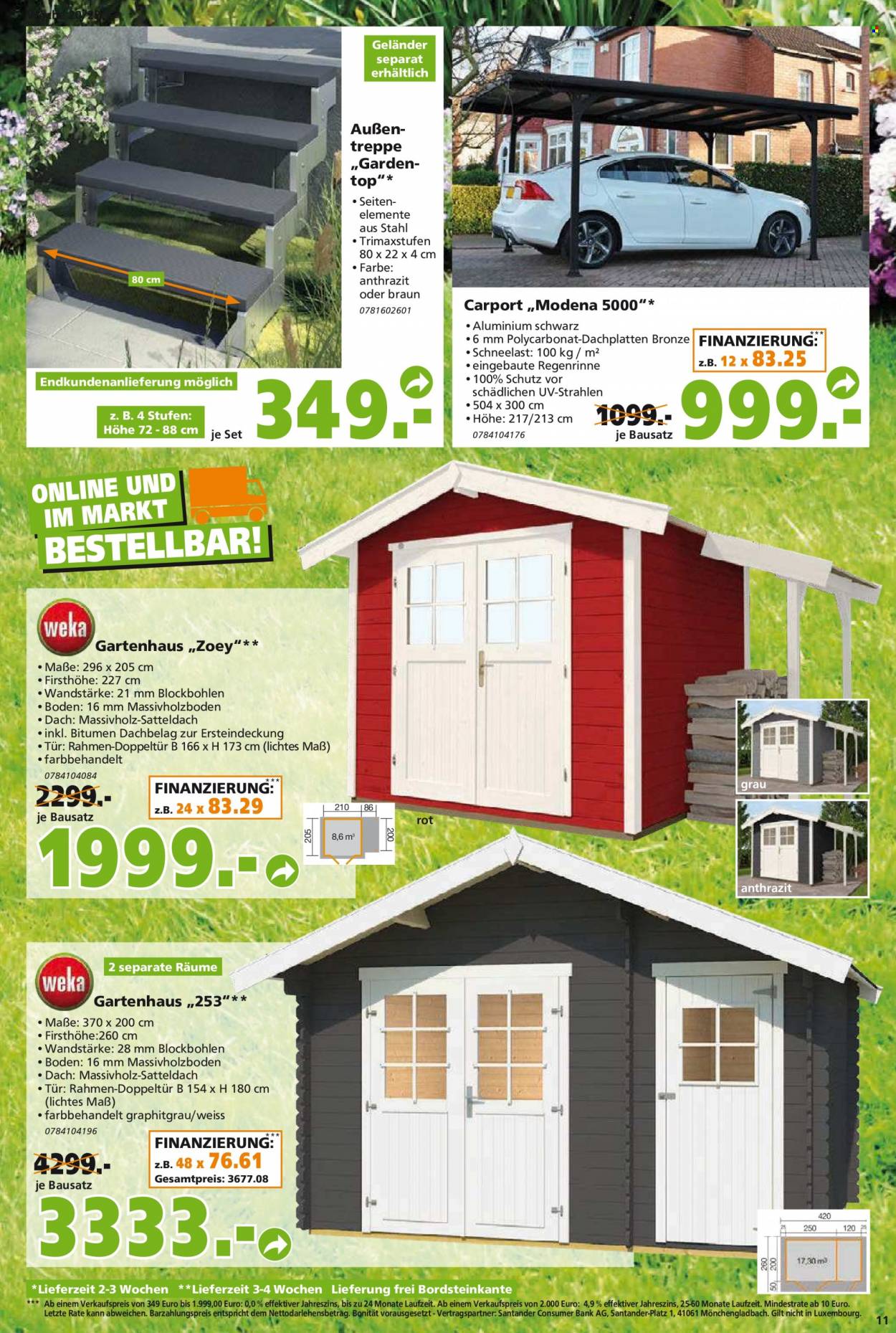 thumbnail - Prospekte Globus Baumarkt - 16.05.2022 - 21.05.2022 - Produkte in Aktion - Bank, Gartenhaus, Carport. Seite 11.