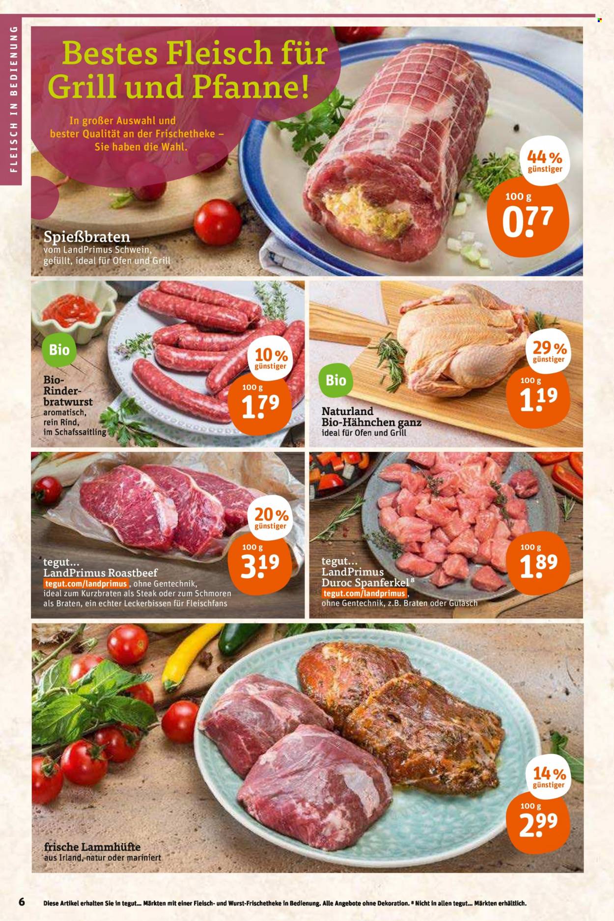 thumbnail - Prospekte tegut... - 16.05.2022 - 21.05.2022 - Produkte in Aktion - Steak, Rindfleisch, Roastbeef, Lammfleisch, Bratwurst, Dekoration. Seite 6.
