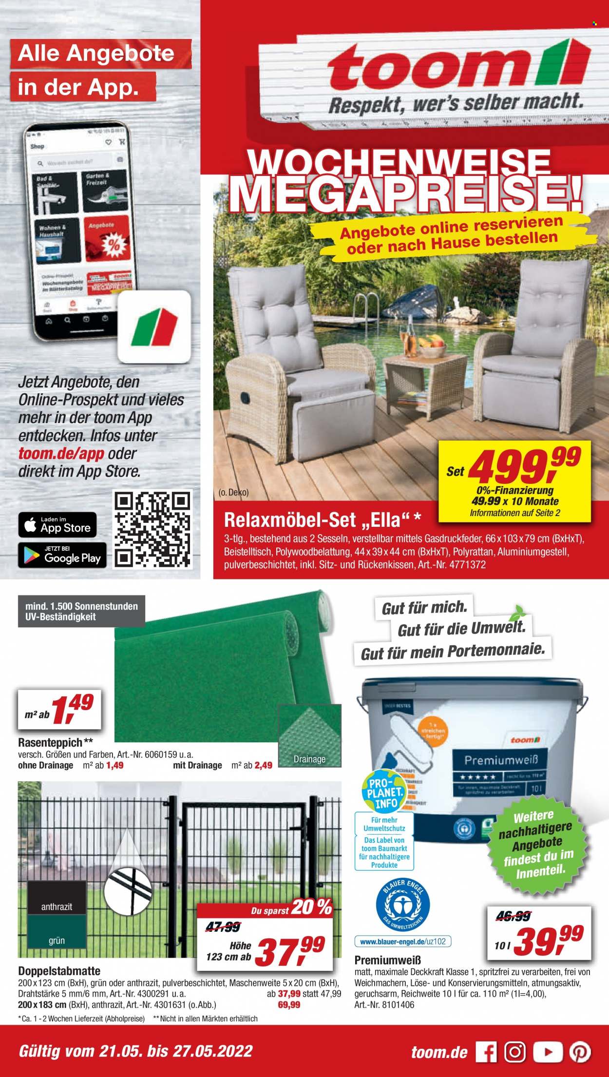 toom Baumarkt Prospekte  - 21.05.2022 - 27.05.2022. Seite 1