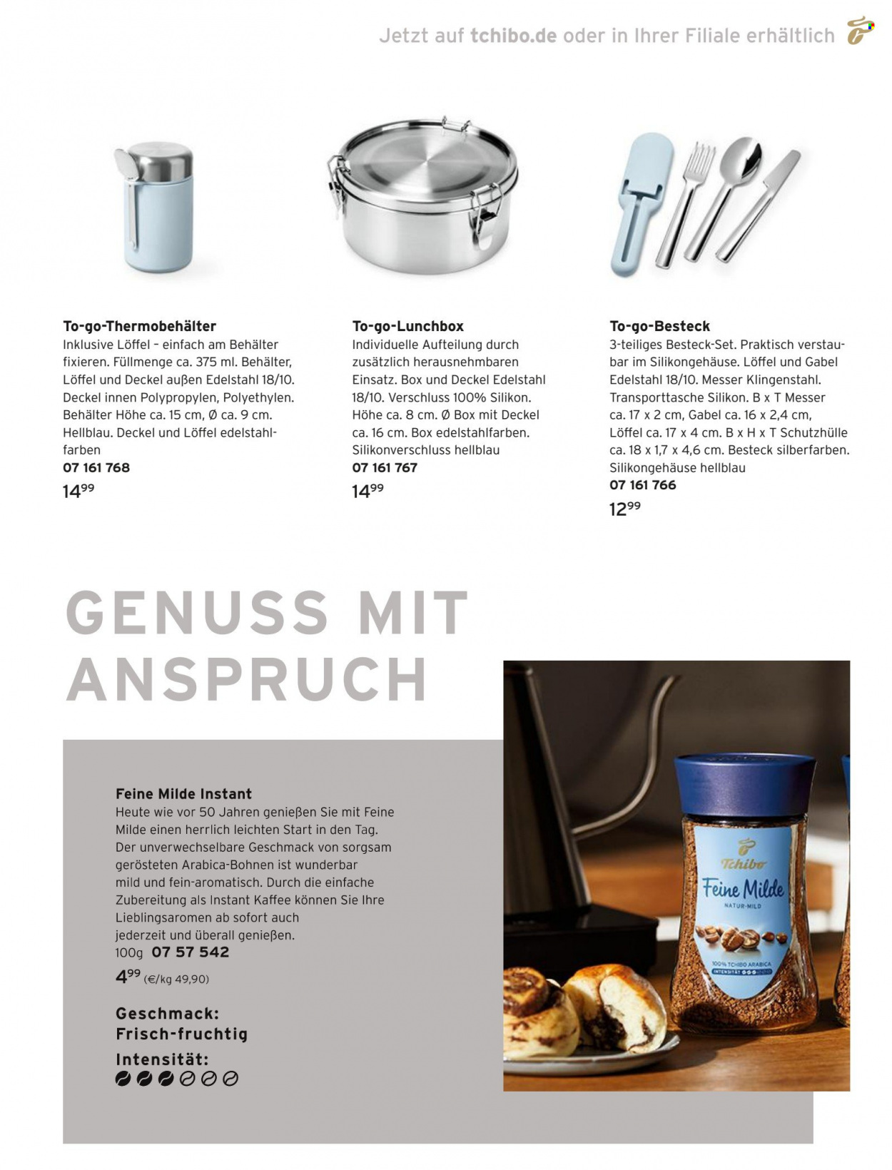 thumbnail - Prospekte Tchibo - Produkte in Aktion - Tchibo, Kaffee, Schutzhülle, Messer, Behälter, Lunchbox. Seite 57.