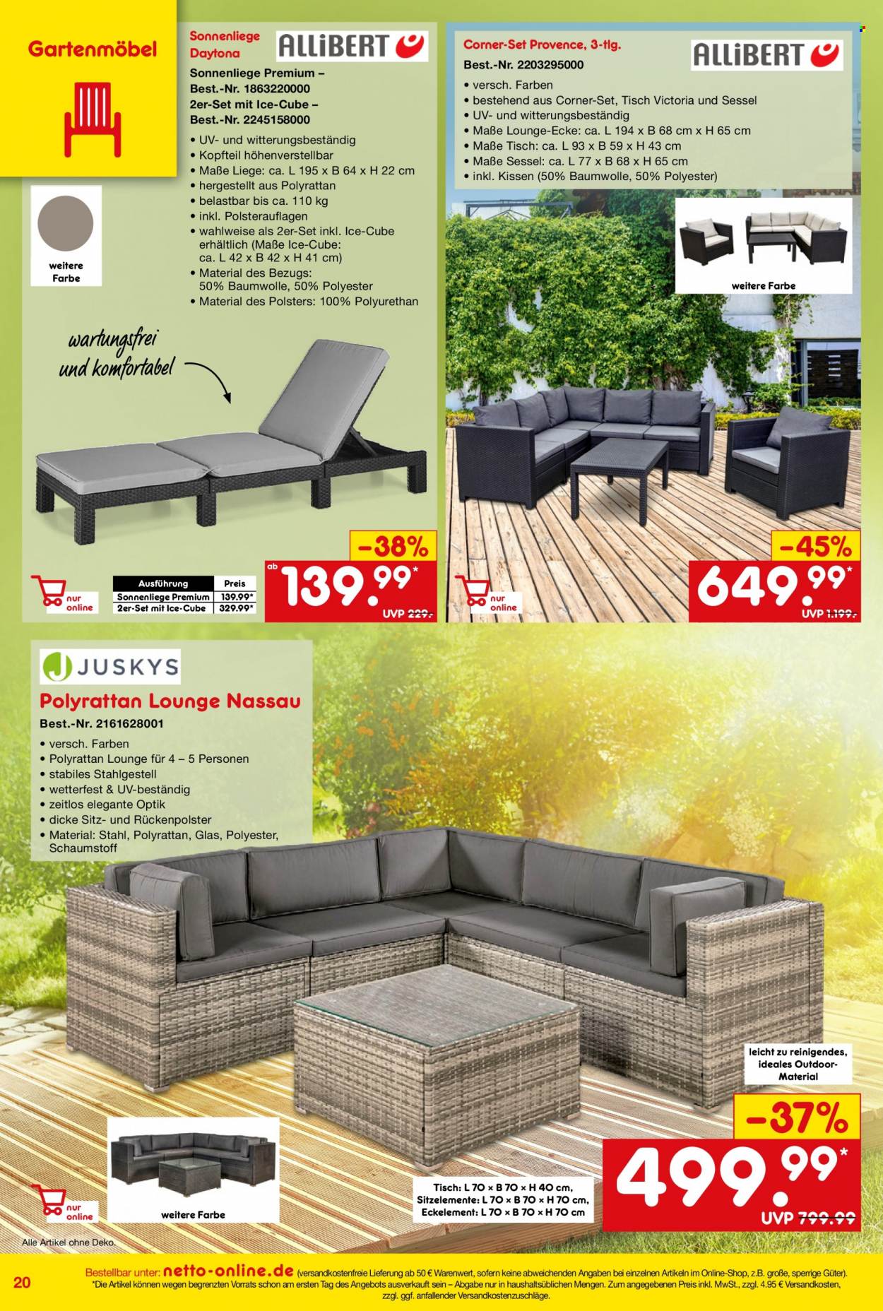 thumbnail - Prospekte Netto Marken-Discount - 27.05.2022 - 30.06.2022 - Produkte in Aktion - Sessel, Tisch, Gartenmöbel, Sonnenliege, Liege. Seite 20.