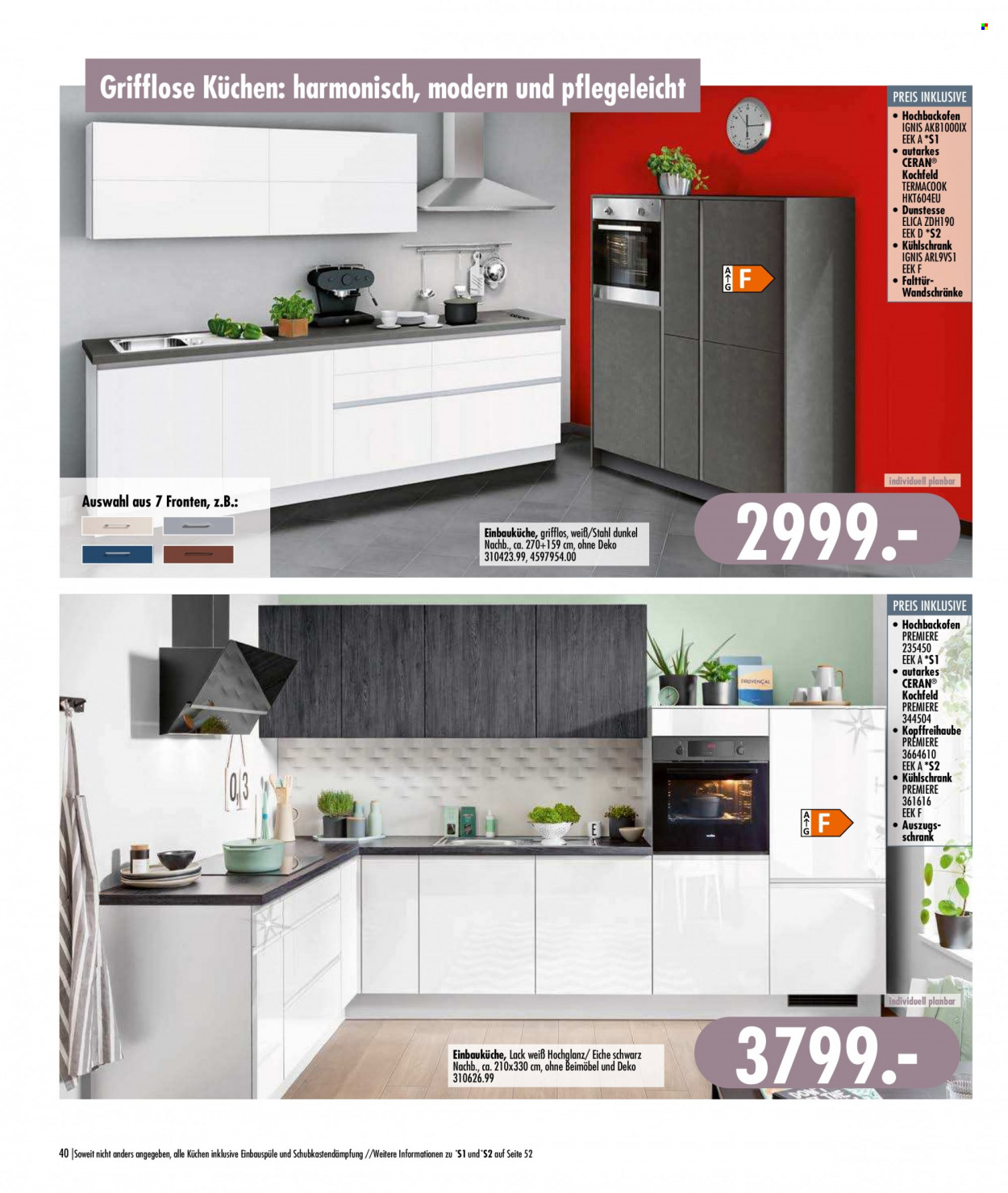 thumbnail - Prospekte SB Möbel Boss - Produkte in Aktion - Kühlschrank, Glaskeramikkochfeld, Einbauküche. Seite 40.