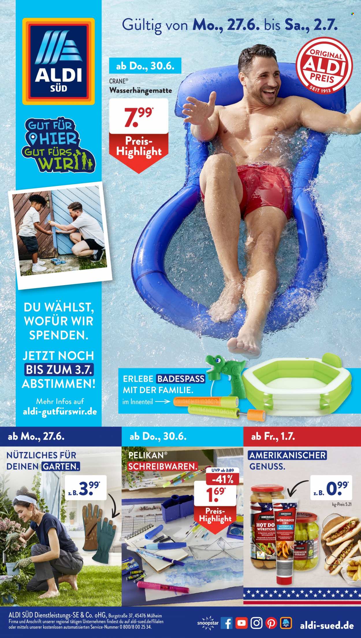 ALDI SÜD Prospekte  - 27.06.2022 - 2.07.2022. Seite 1