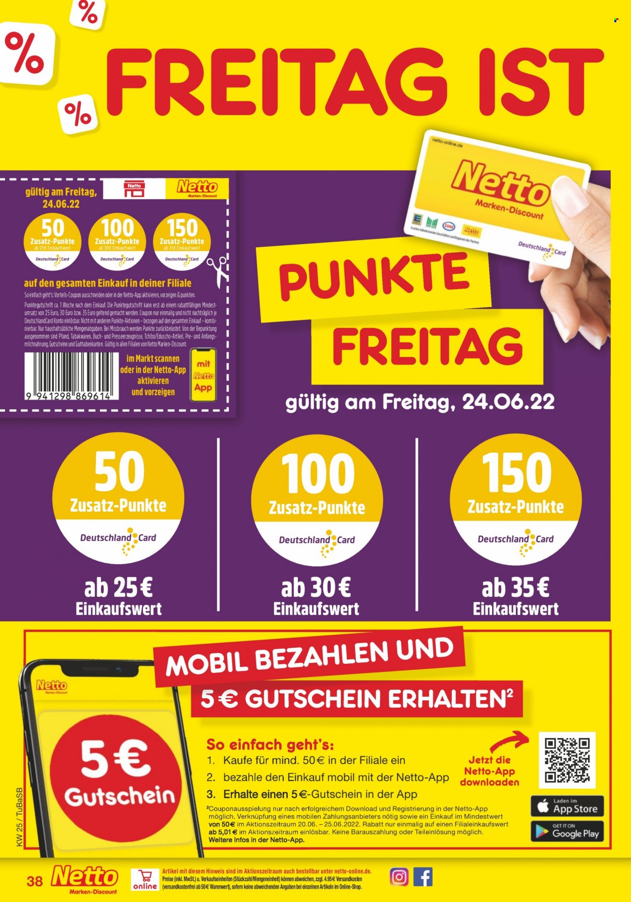 Netto Marken-Discount Prospekte  - 20.06.2022 - 25.06.2022. Seite 38