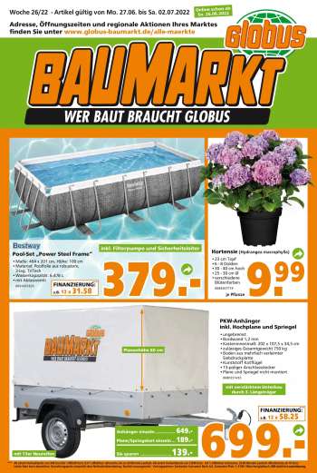 Prospekte Globus Baumarkt - 27.06.2022 - 2.07.2022.