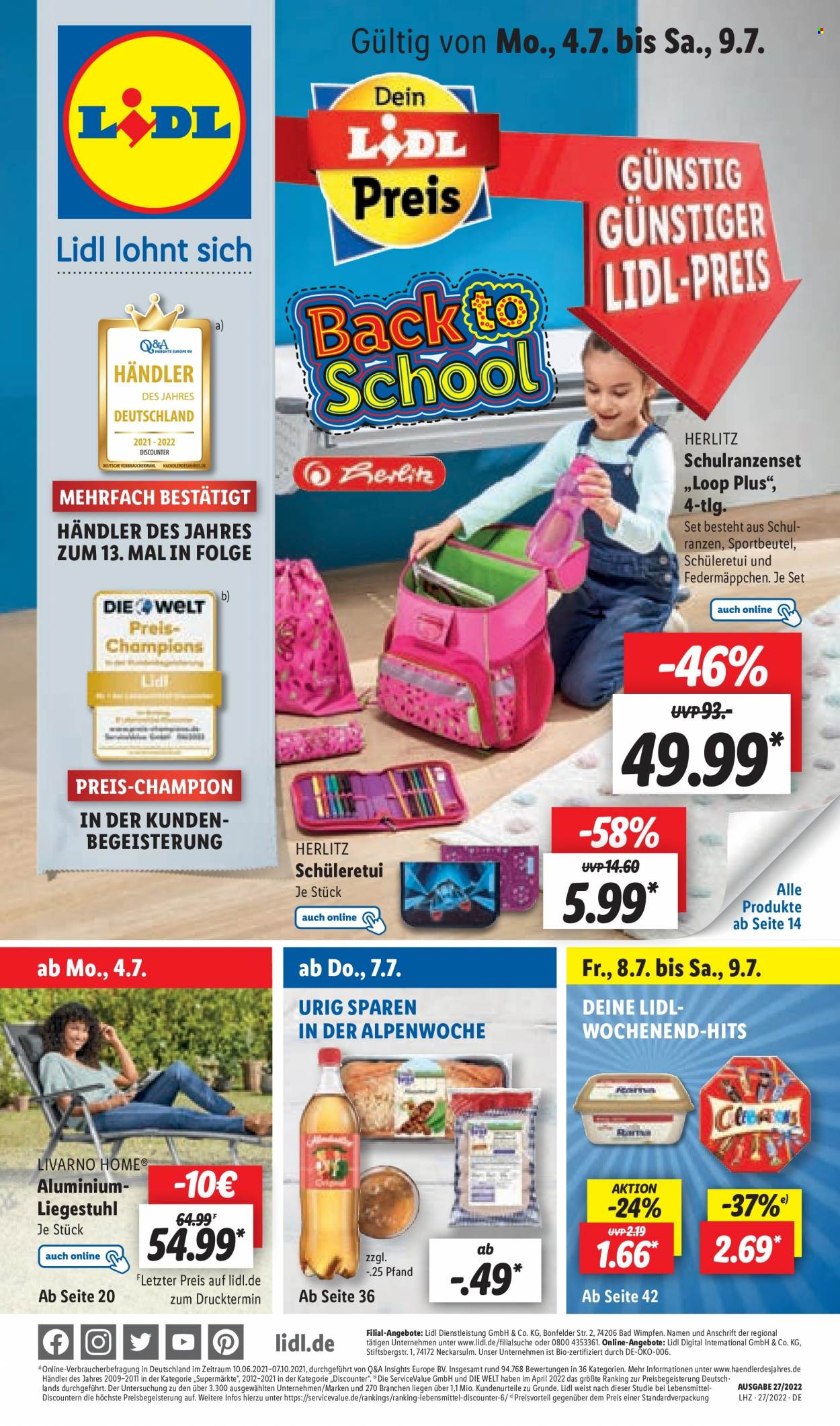 Lidl Prospekte  - 4.07.2022 - 9.07.2022. Seite 1