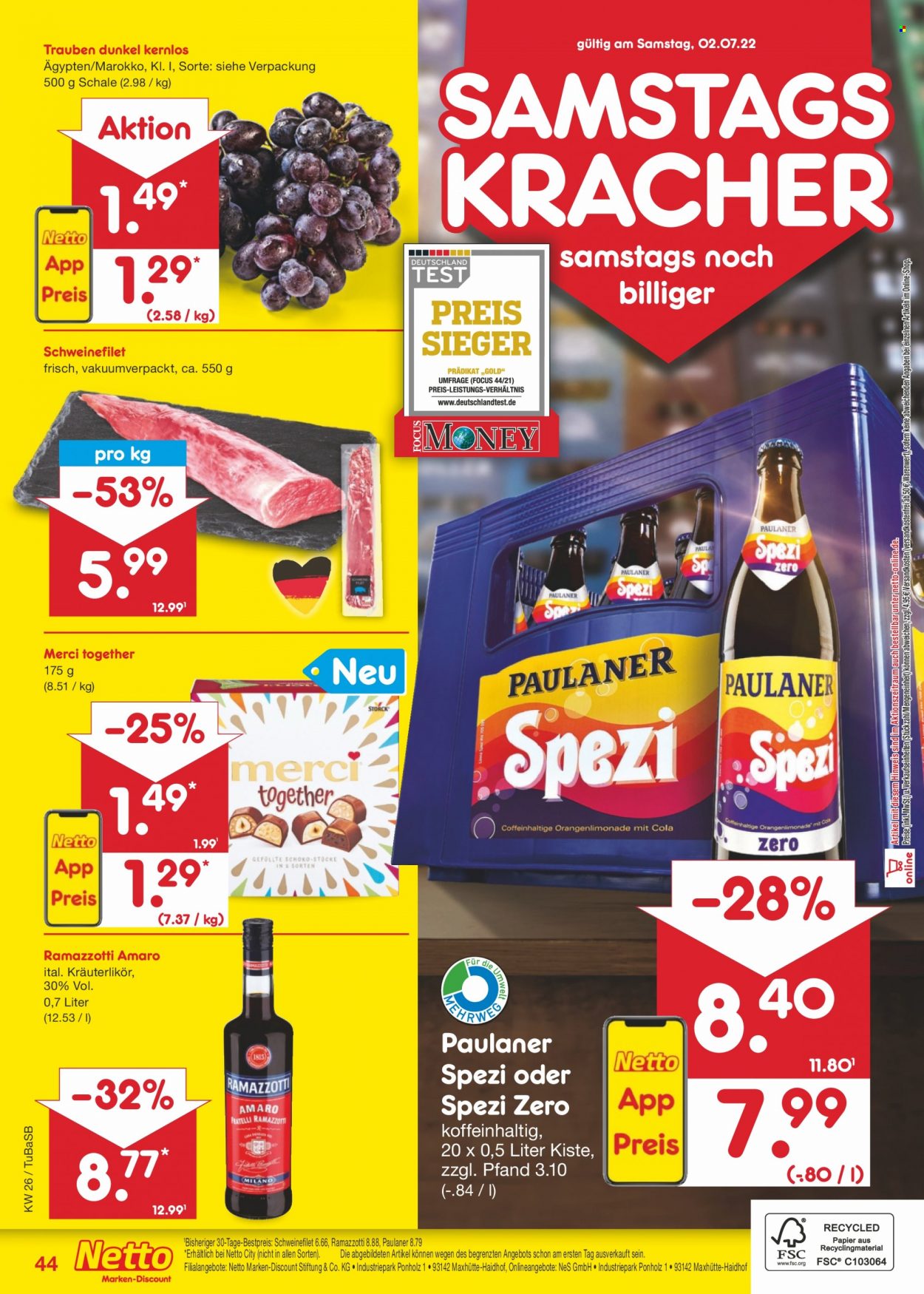 Netto Marken-Discount Prospekte  - 27.06.2022 - 2.07.2022. Seite 44