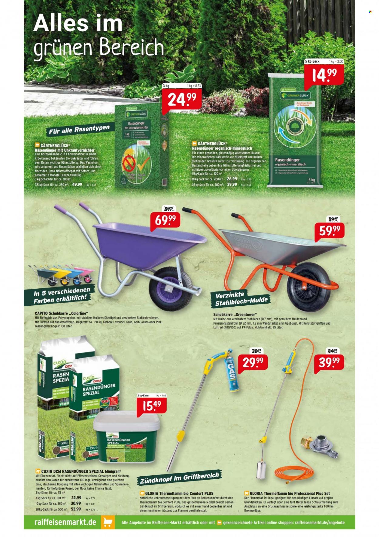 thumbnail - Prospekte Raiffeisen-Markt - Produkte in Aktion - Eimer, Lavendel, Unkrautvernichter, Rasendünger. Seite 6.