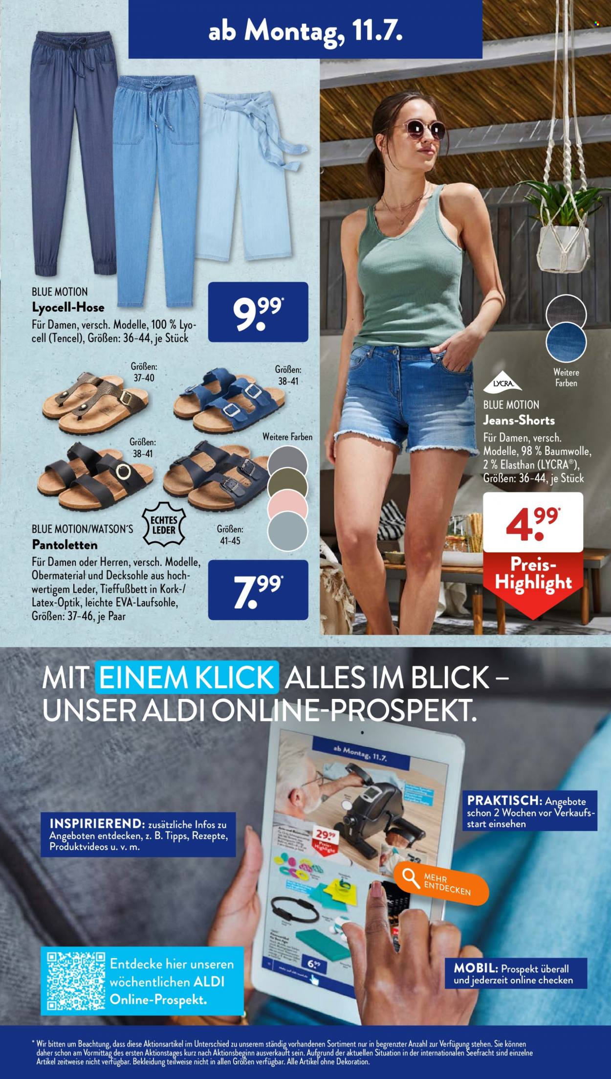 thumbnail - Prospekte ALDI SÜD - 11.07.2022 - 16.07.2022 - Produkte in Aktion - Pantoletten, Dekoration, Jeans, Hose, Shorts, Damenhose. Seite 5.