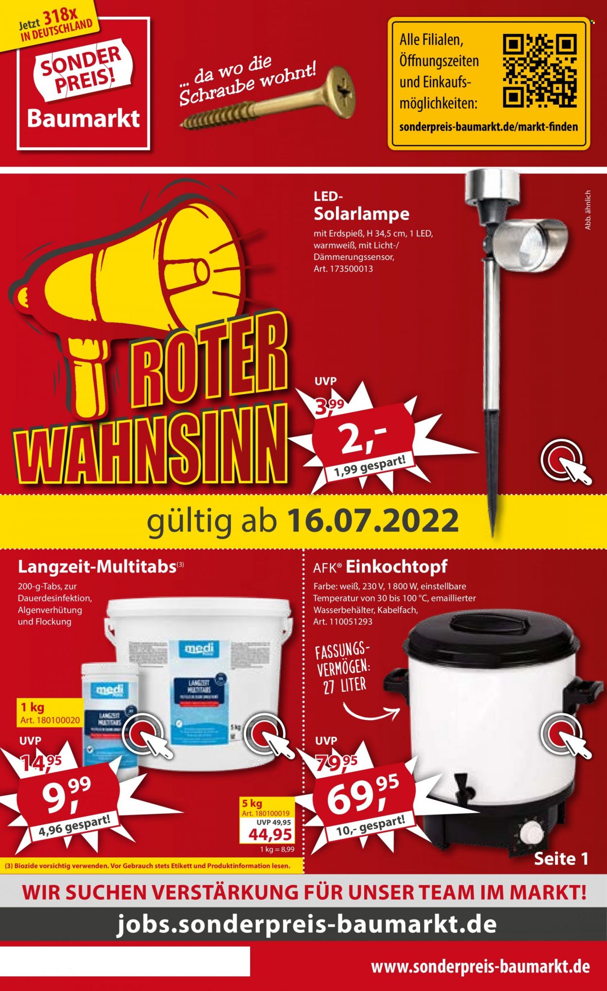 Sonderpreis-Baumarkt Prospekte  - 16.07.2022 - 22.07.2022. Seite 1