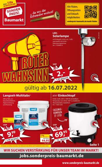 Prospekte Sonderpreis-Baumarkt - 16.07.2022 - 22.07.2022.