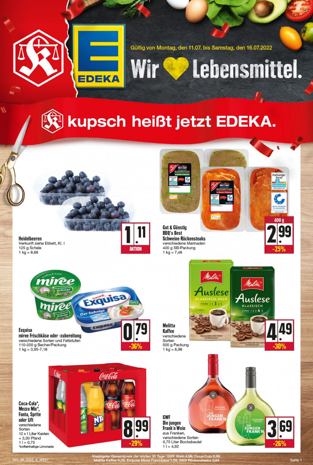 Edeka Prospekte  - 11.07.2022 - 16.07.2022. Seite 1