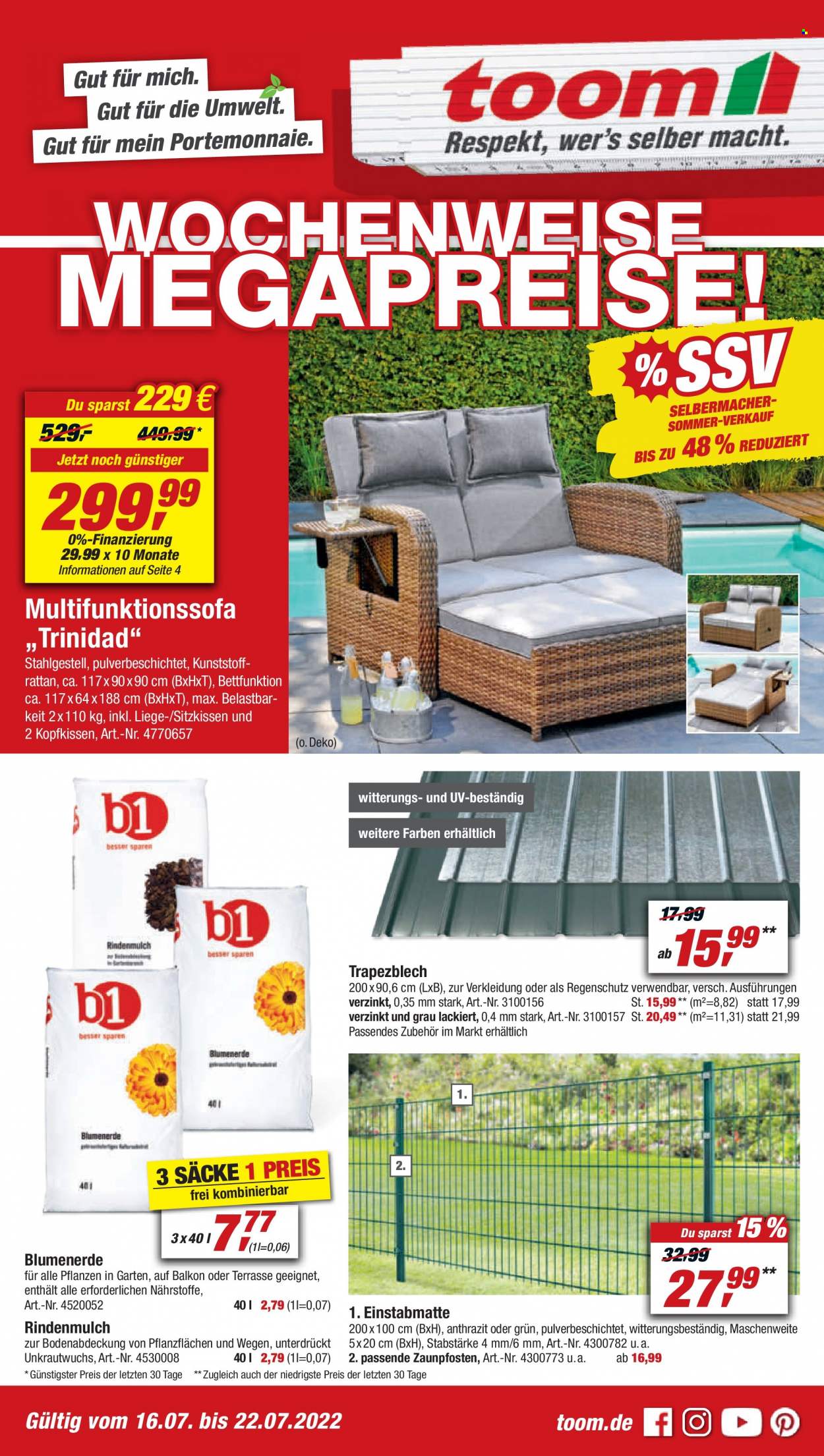 toom Baumarkt Prospekte  - 16.07.2022 - 22.07.2022. Seite 1