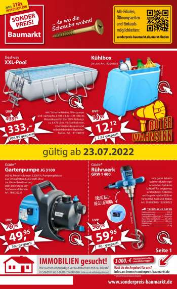 Prospekte Sonderpreis-Baumarkt - 23.07.2022 - 29.07.2022.