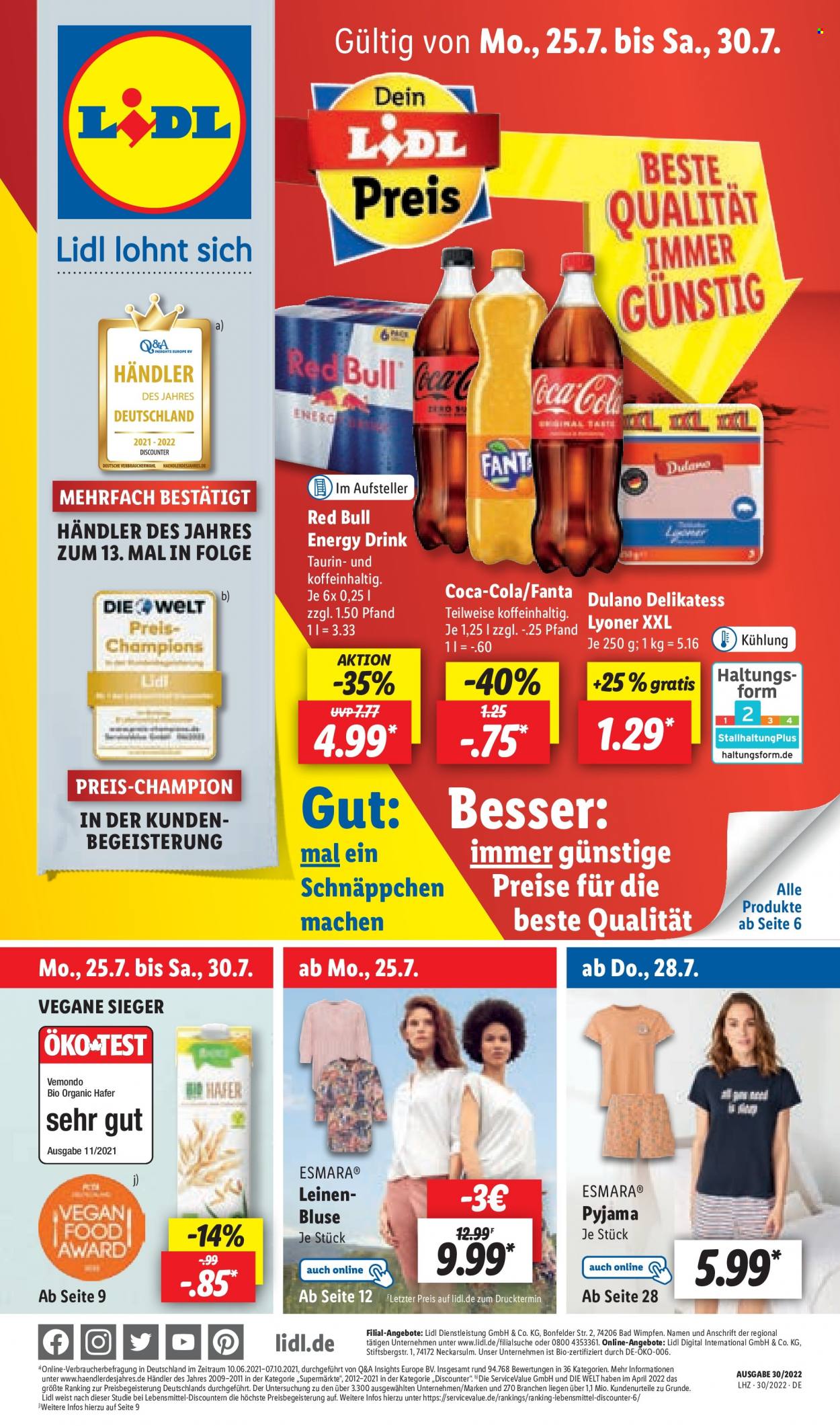 Lidl Prospekte  - 25.07.2022 - 30.07.2022. Seite 1