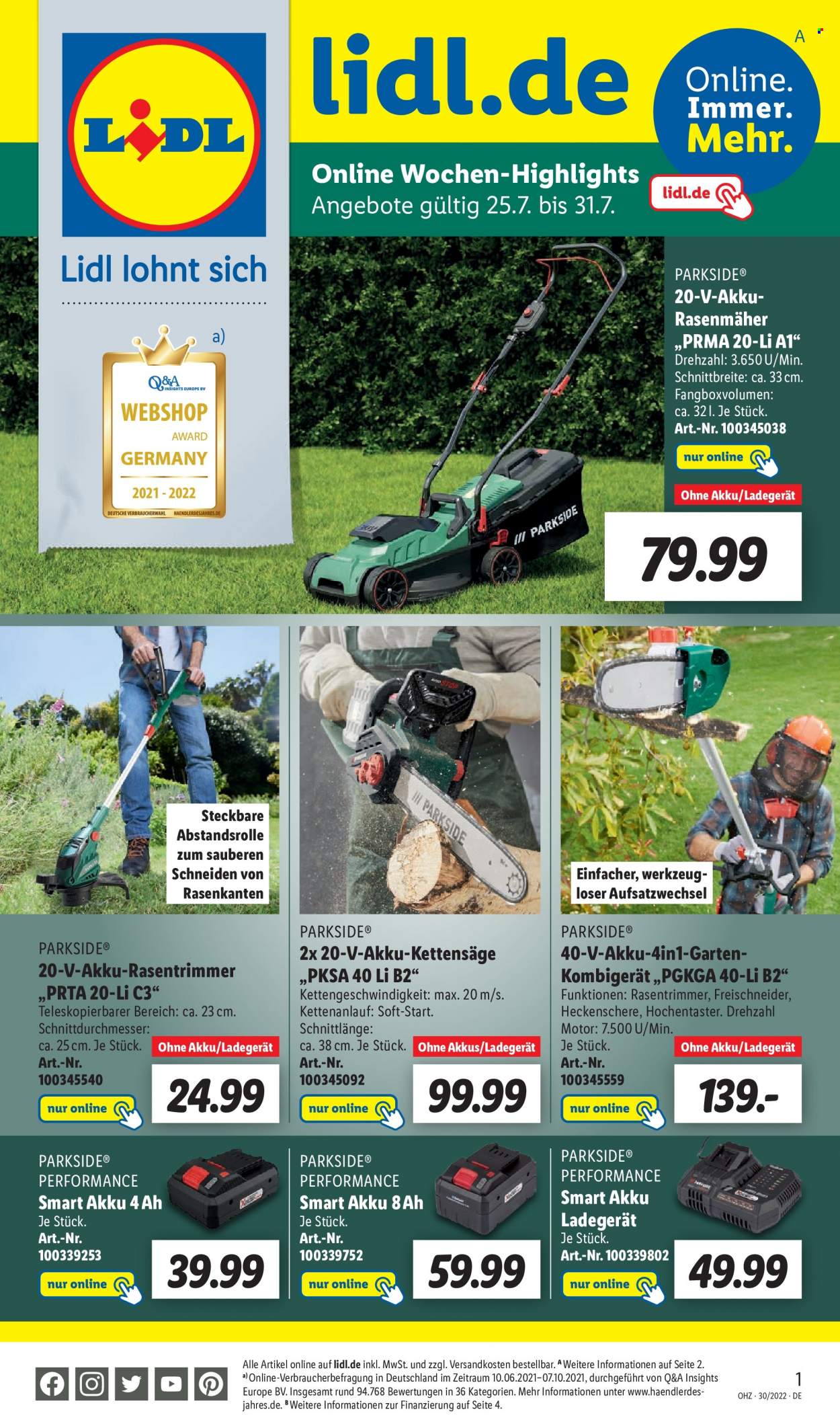Lidl Prospekte  - 25.07.2022 - 31.07.2022. Seite 1