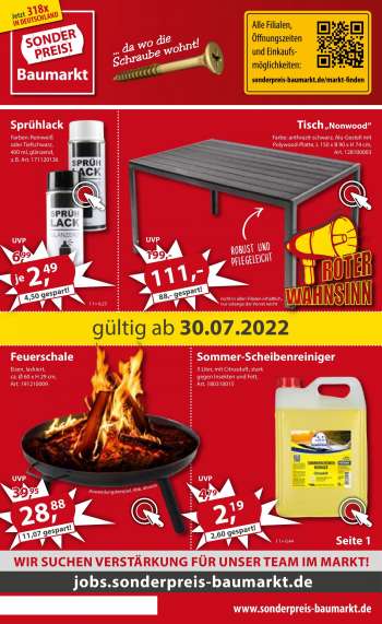 Prospekte Sonderpreis-Baumarkt - 30.07.2022 - 5.08.2022.