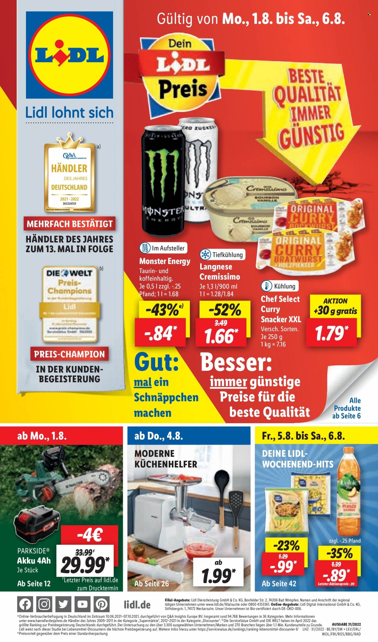 Lidl Prospekte  - 1.08.2022 - 6.08.2022. Seite 1