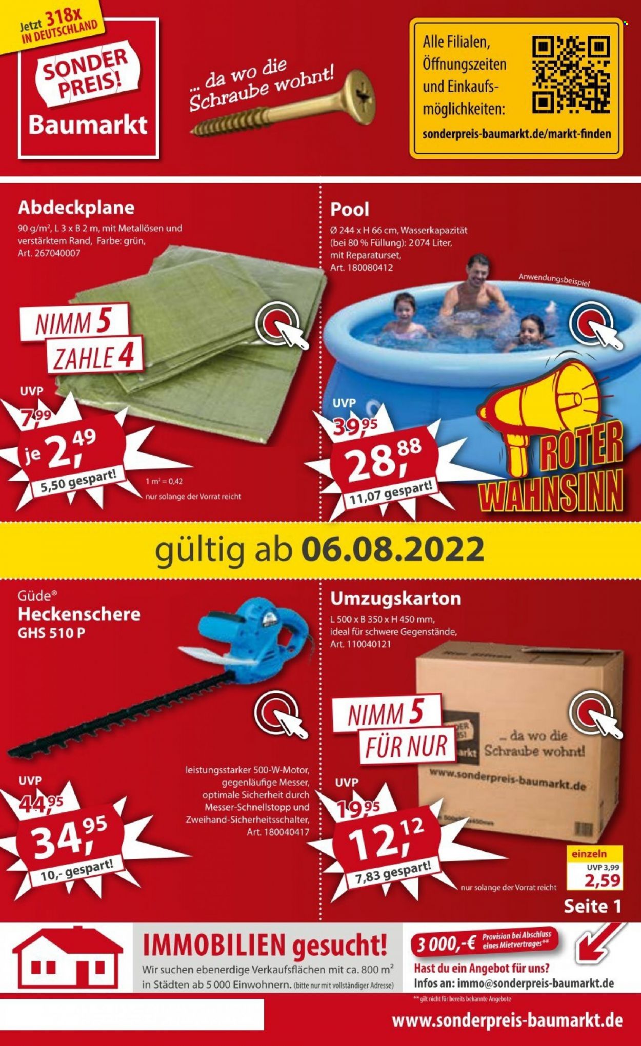 Sonderpreis-Baumarkt Prospekte  - 6.08.2022 - 12.08.2022. Seite 1