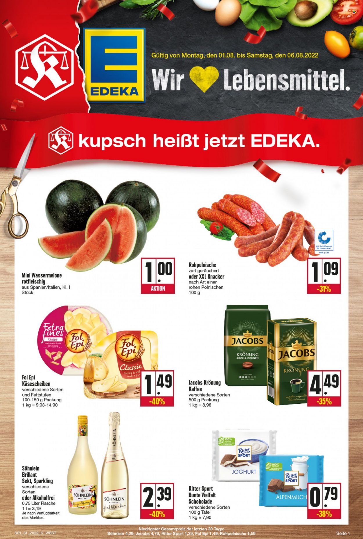 Edeka Prospekte  - 1.08.2022 - 6.08.2022. Seite 1