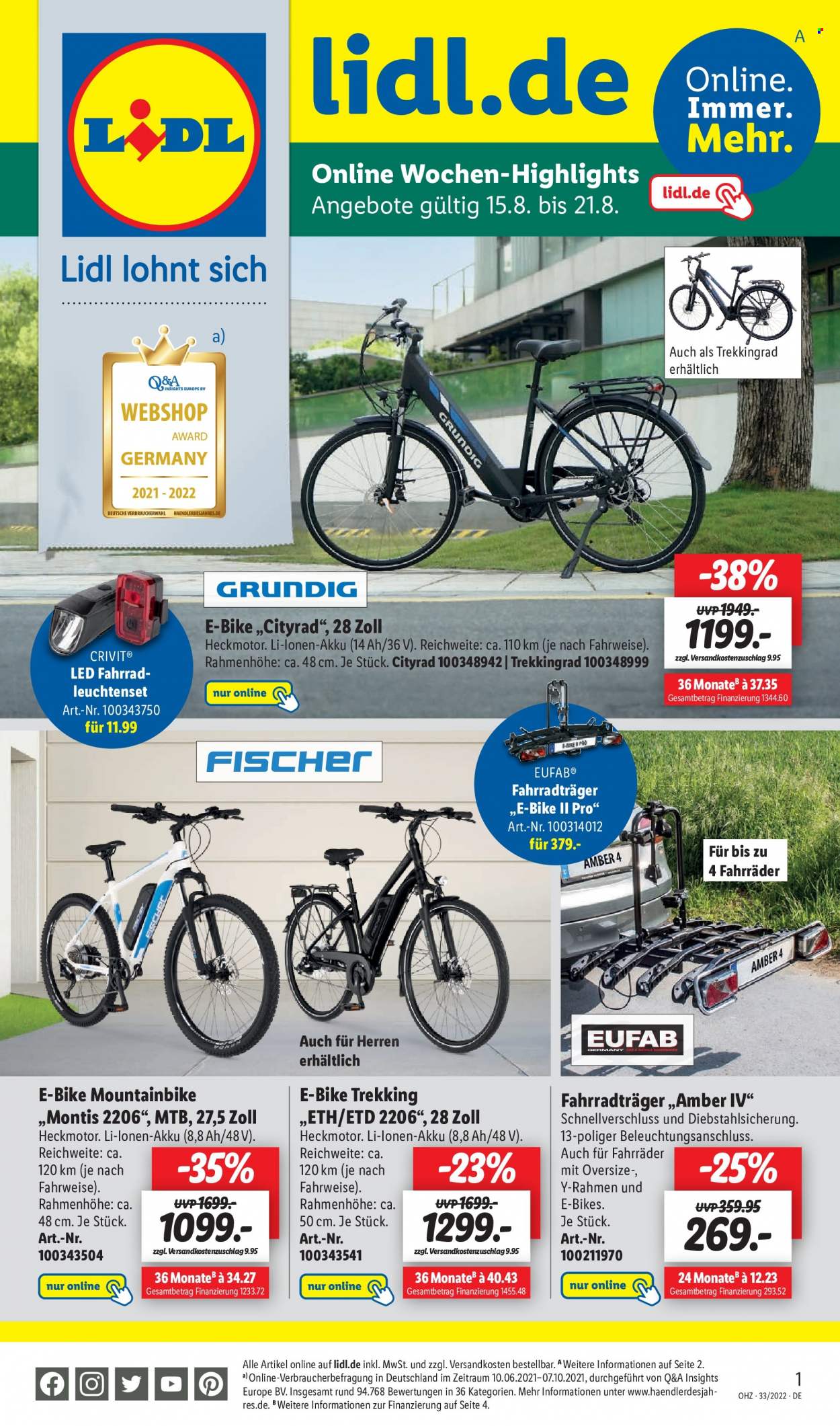 Lidl Prospekte  - 15.08.2022 - 21.08.2022. Seite 1