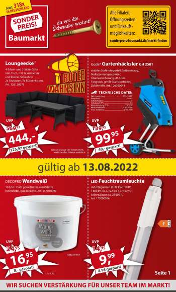 Prospekte Sonderpreis-Baumarkt - 13.08.2022 - 19.08.2022.