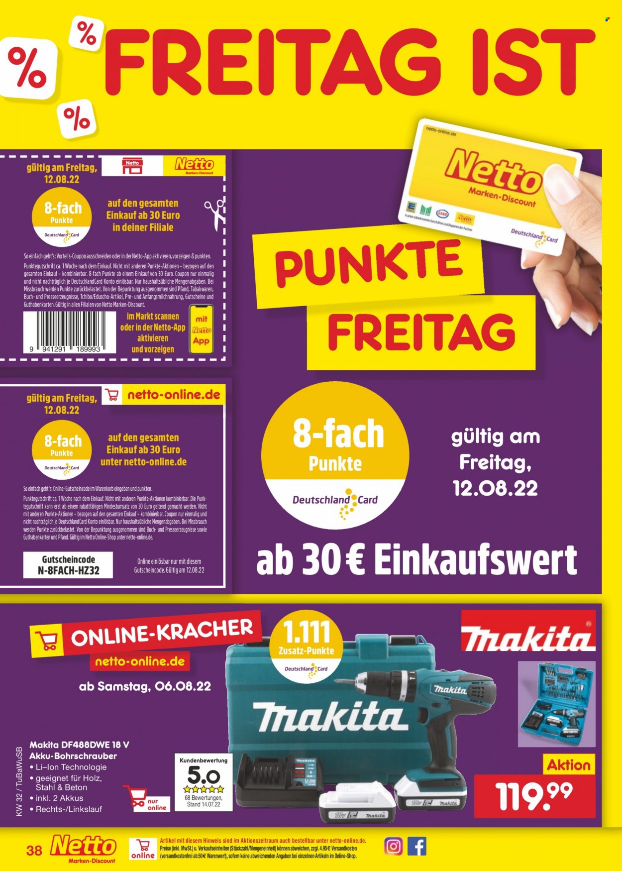 Netto Marken-Discount Prospekte  - 8.08.2022 - 13.08.2022. Seite 38